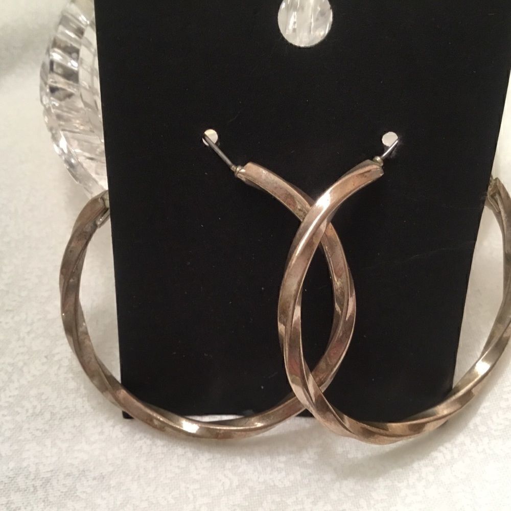Large Goldtone Twisted Hoop Earrings